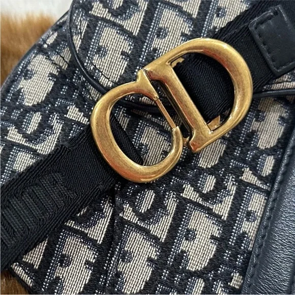 Christian Dior Monogram Navy Oblique Saddle Belt Bag - Picture 7 of 17